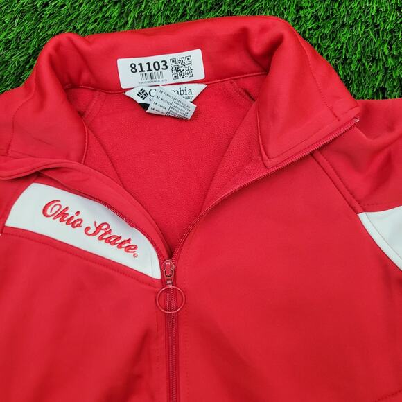 Ohio-State OSU Track Jacket Womens Medium 18x23 Red White Colorblock Raglan - Picture 8 of 10